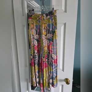 Angie Floral Wide Leg Pants in Pink, Green, Blue
